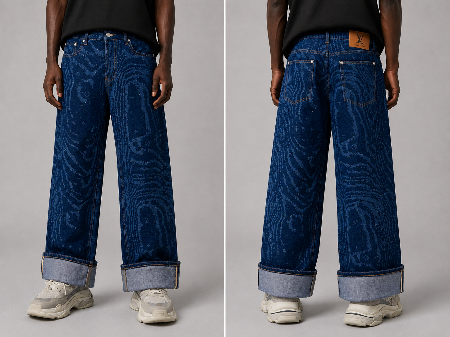 Woodgrain Monogram Denim Jeans – Blue LV