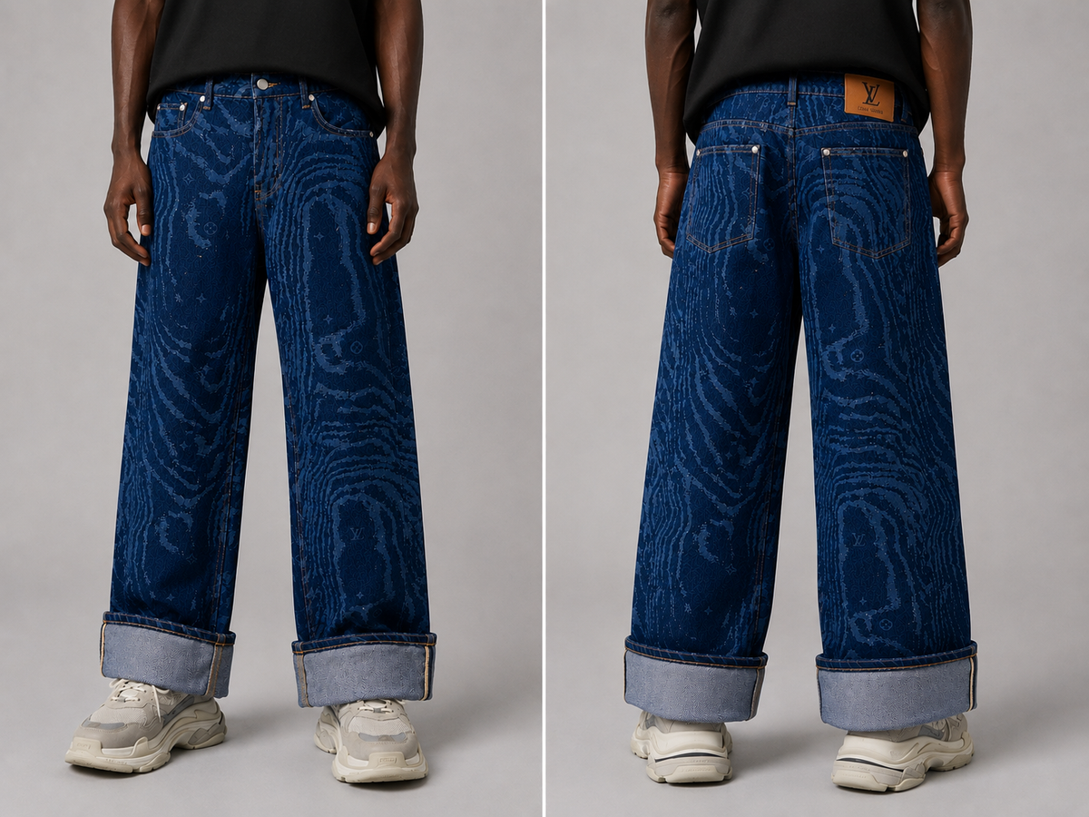 Woodgrain Monogram Denim Jeans – Blue LV