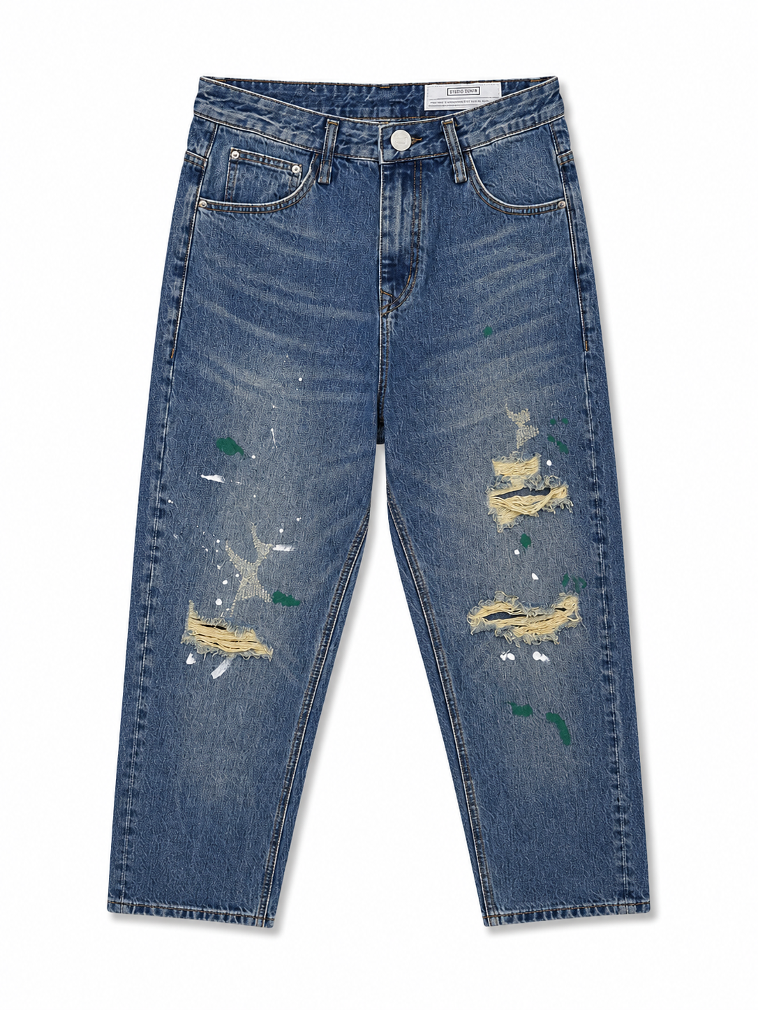Vintage Wash Distressed Paint Jeans