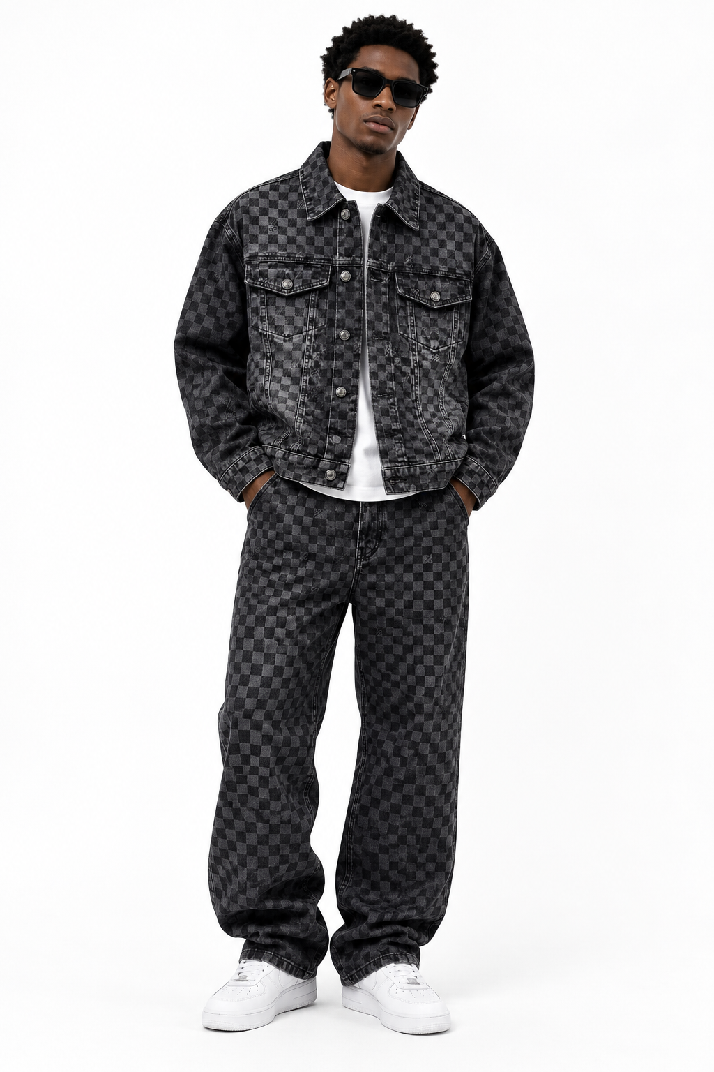 Louis Vuitton Damier Washed Denim Jacket & Jeans Set