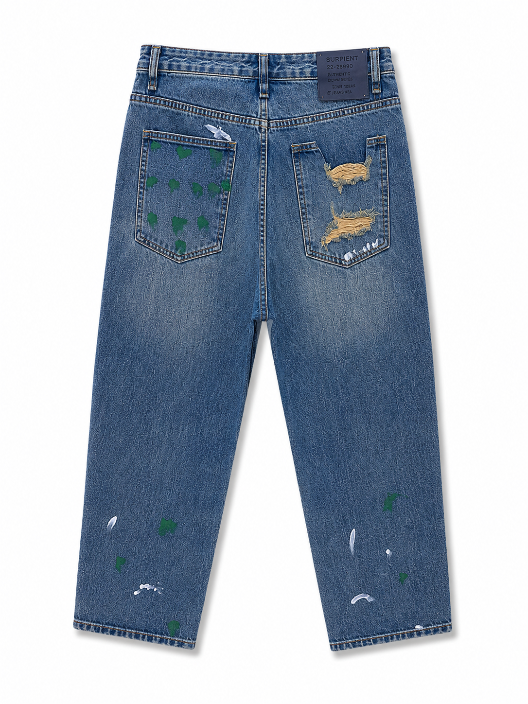 Vintage Wash Distressed Paint Jeans