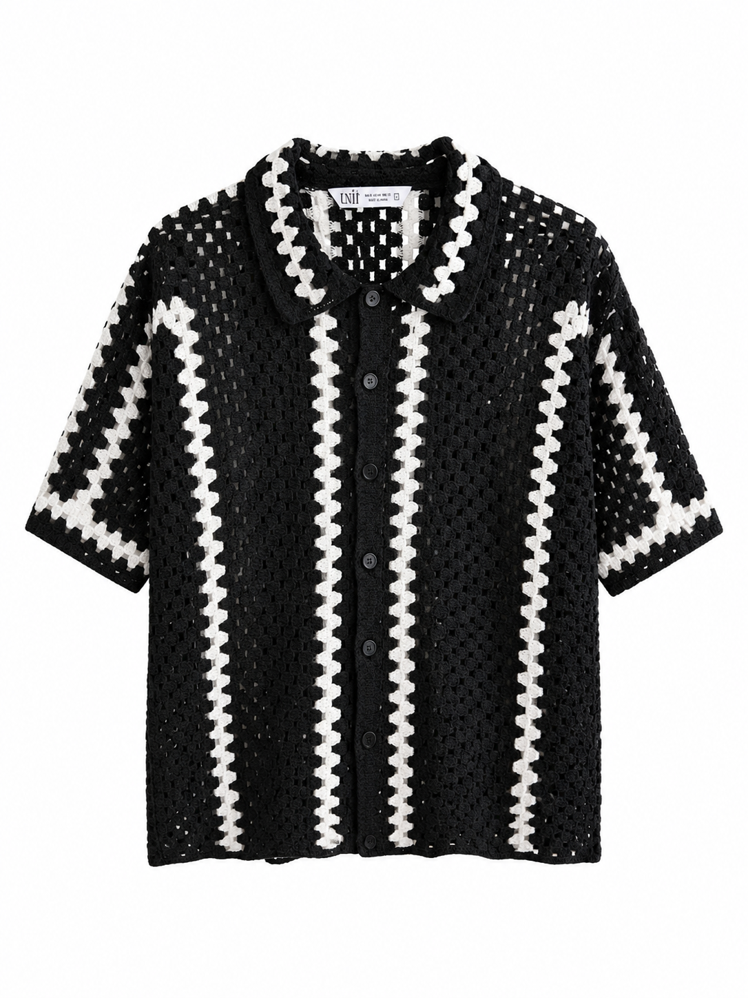 Crochet Resort Shirt – Black/White