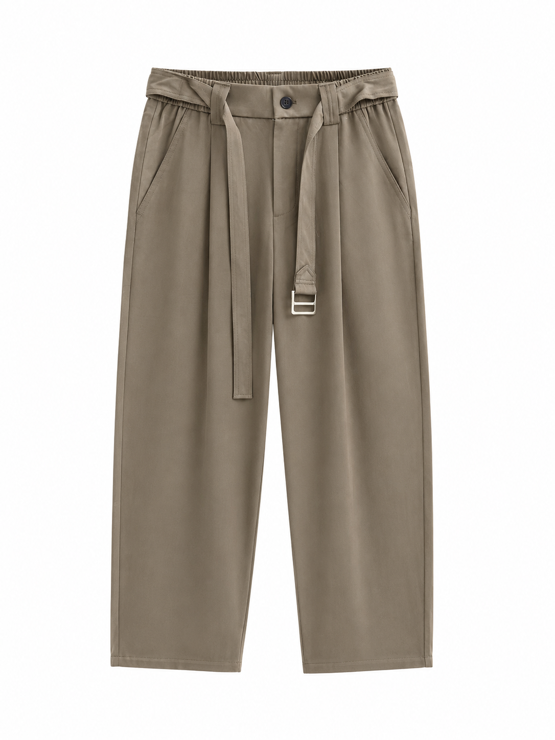 Pleated Belted Trousers – BROWN