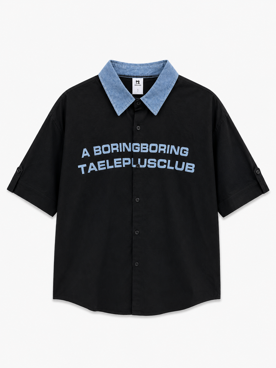 RELAXED FIT CONTRAST COLLAR- BLACK