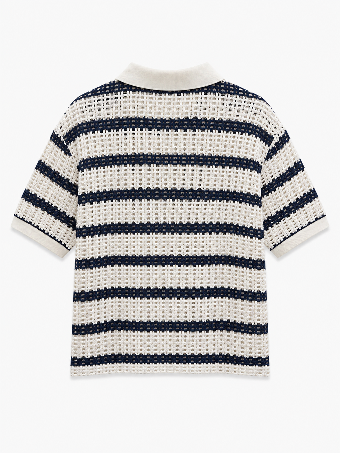 Riviera Crochet Polo CASABLANKA– Navy & Ecru