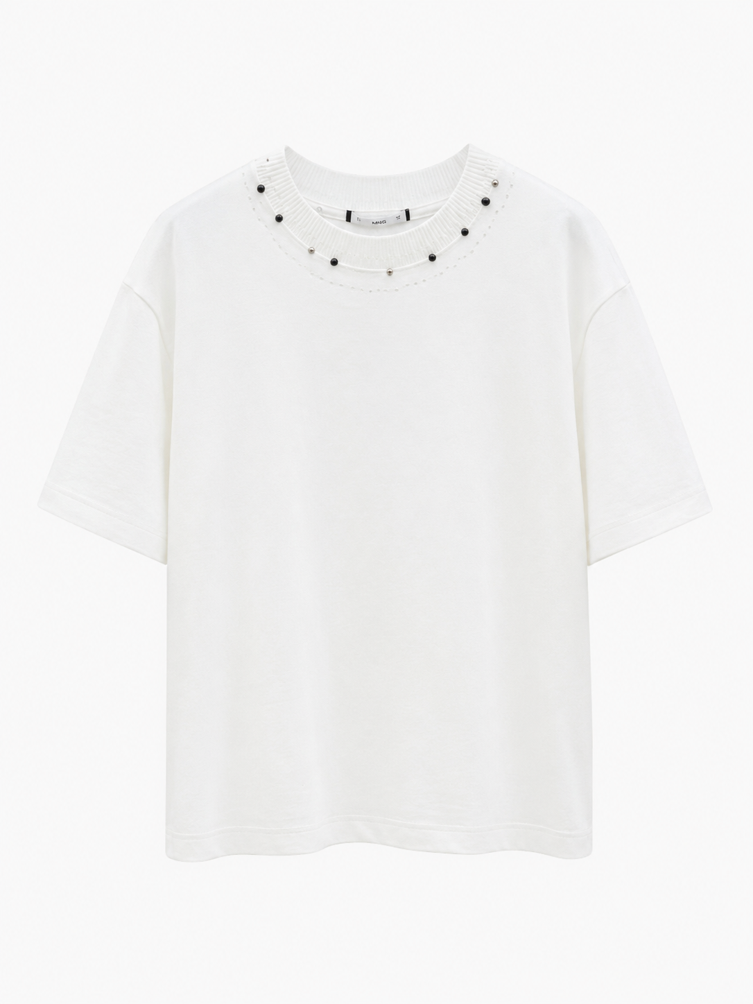 Beaded Neck Oversized T-Shirt