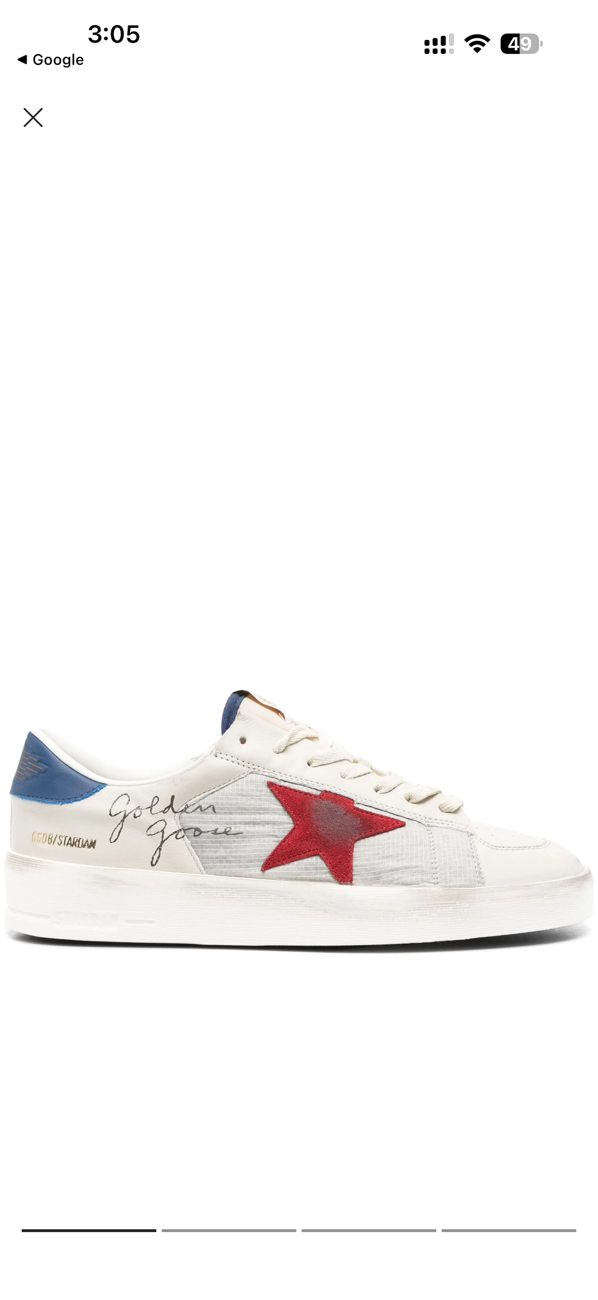 Golden Goose Stardan Ivory
White red star
blue heel tab