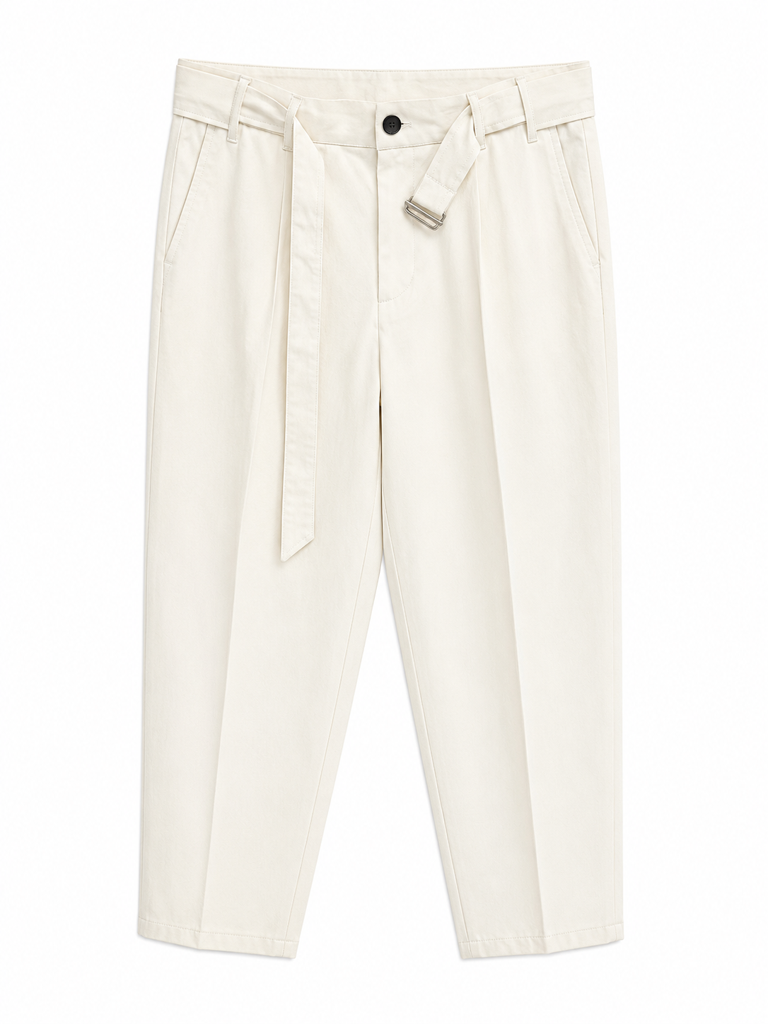 Belted Tailored Trousers – Ecru