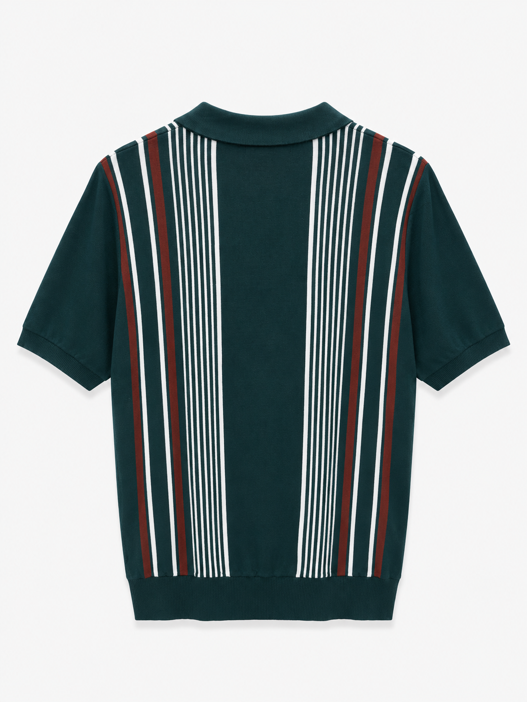 Vertical Stripe Zip Polo LORO PIANA– Forest Green