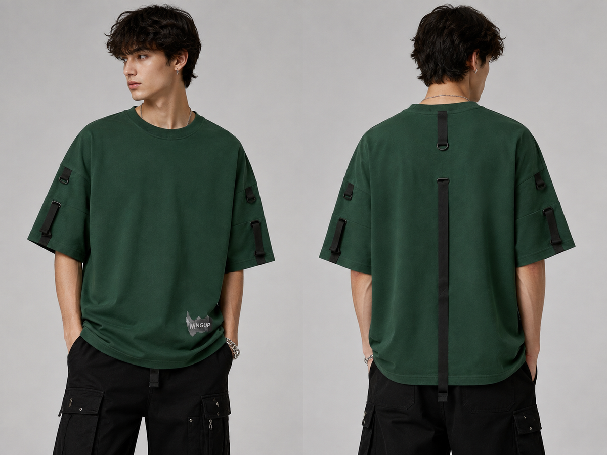 Utility Strap Oversized T-Shirt – Forest Green