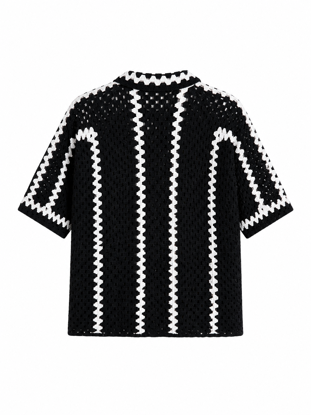 Crochet Resort Shirt – Black/White