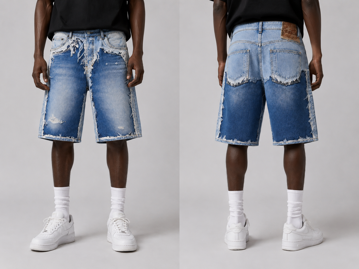 Raw Edge Denim Shorts – Light Blue