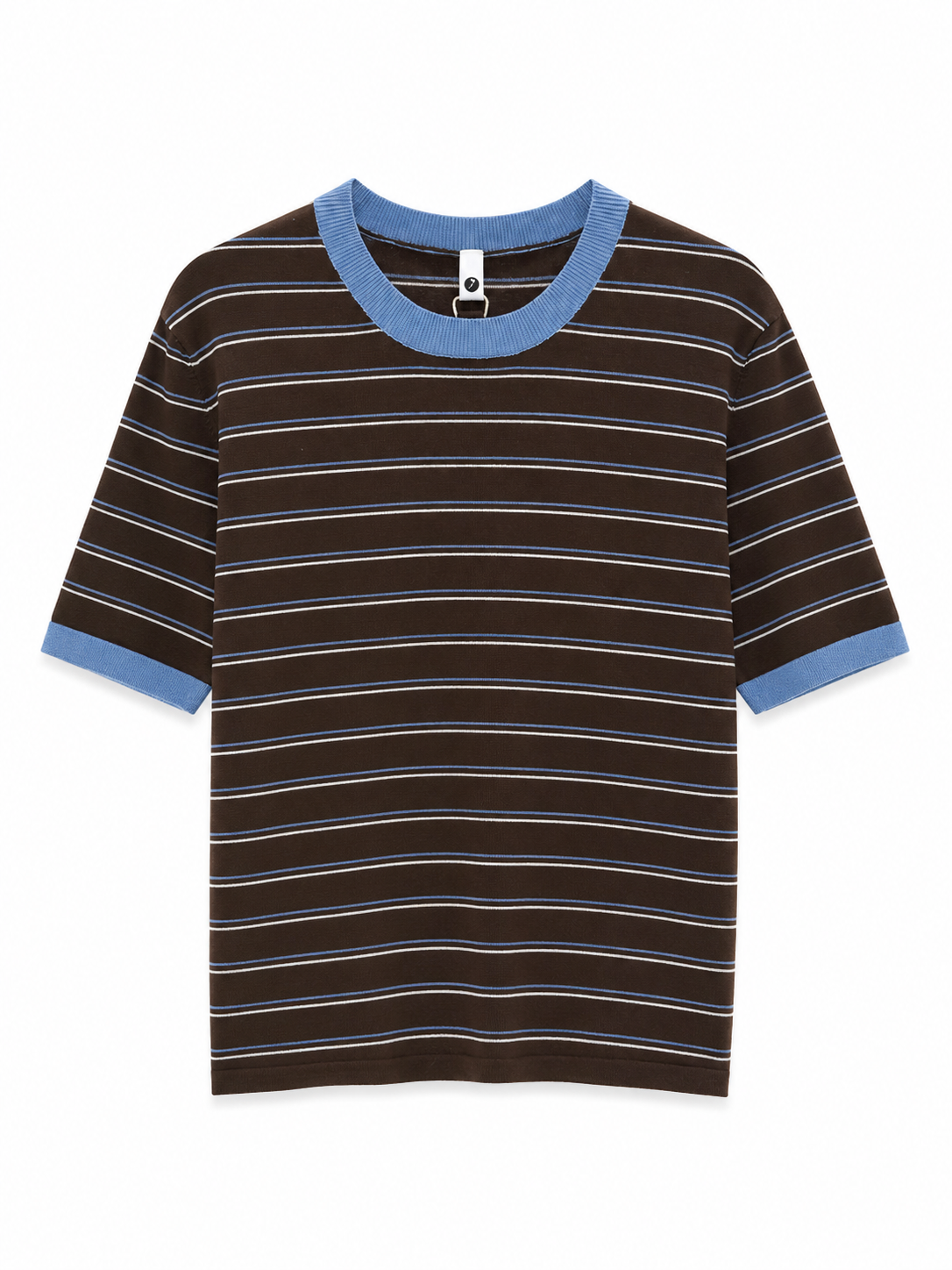 Vintage Stripe T-Shirt – Brown & Sky Blue