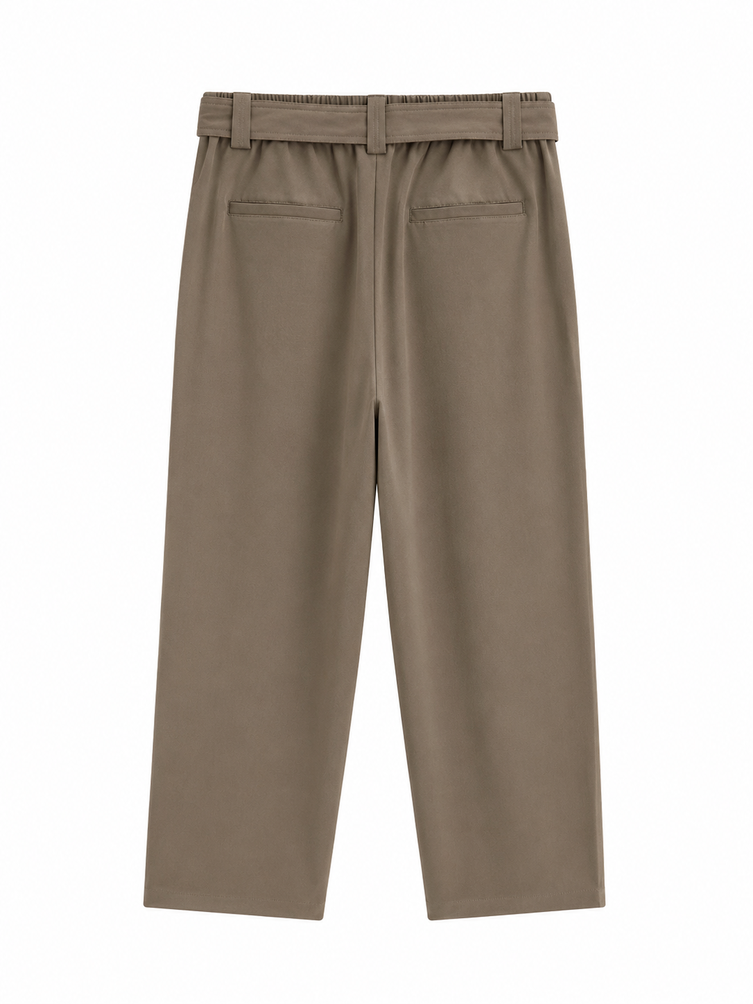 Pleated Belted Trousers – BROWN