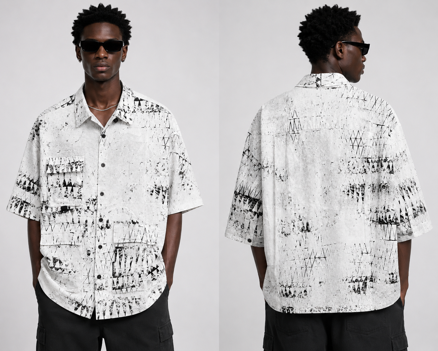 Abstract Utility Shirt – Black & White