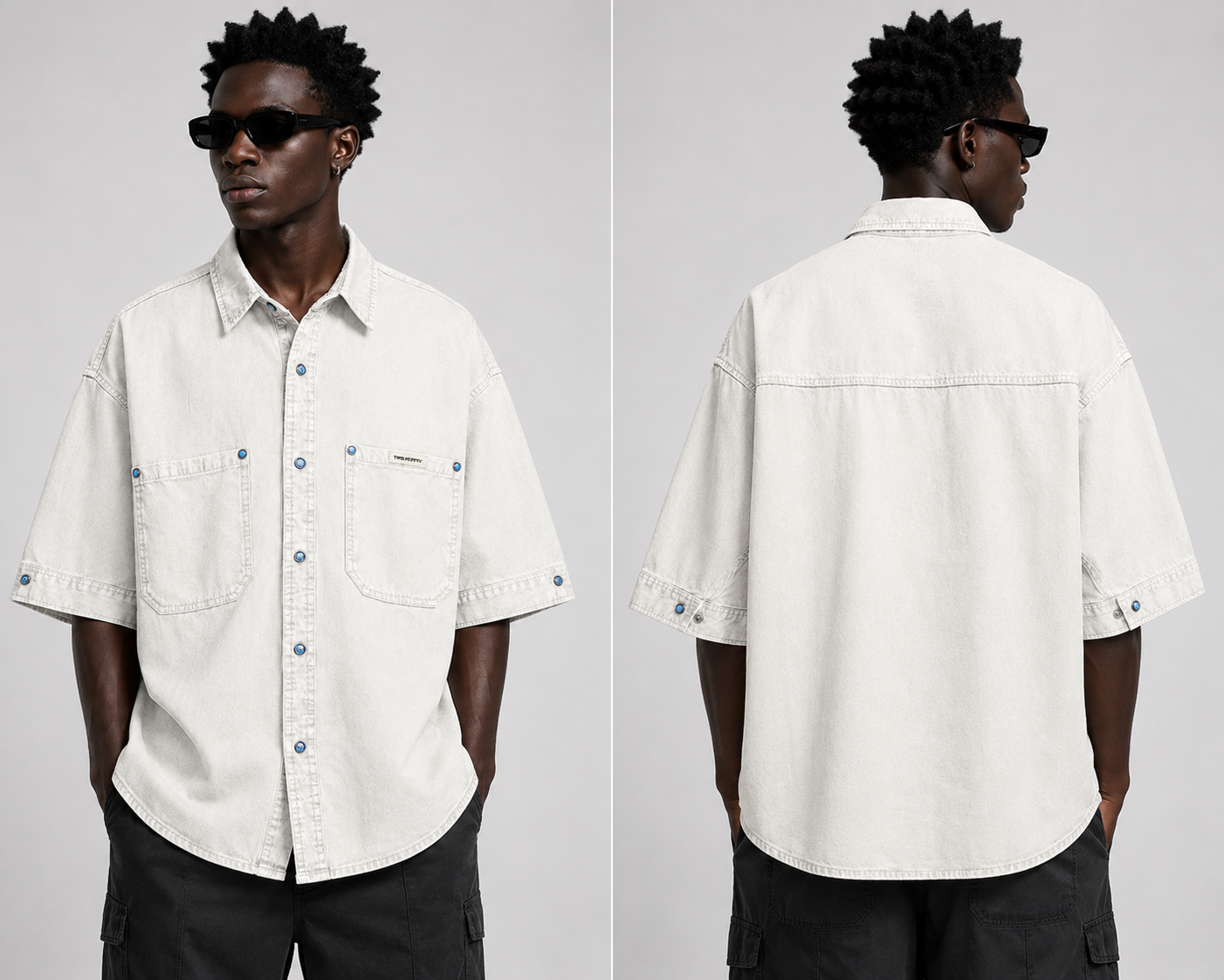 Washed Utility Overshirt – Off White