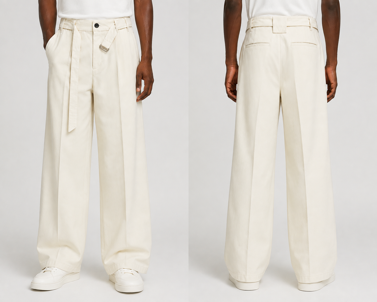 Belted Tailored Trousers – Ecru
