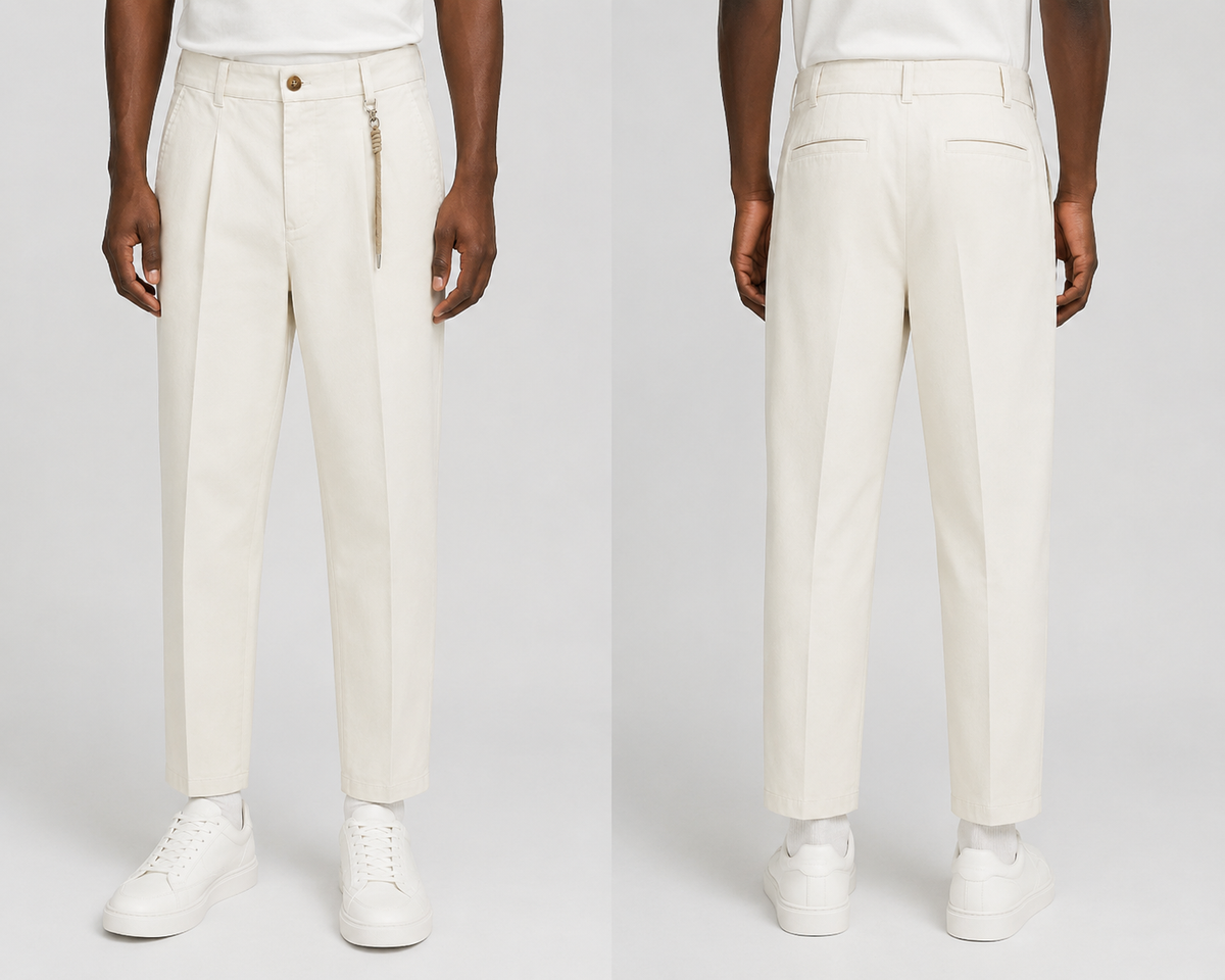 ESSENTIAL TAILORED PANTS- LINEN - WHITE