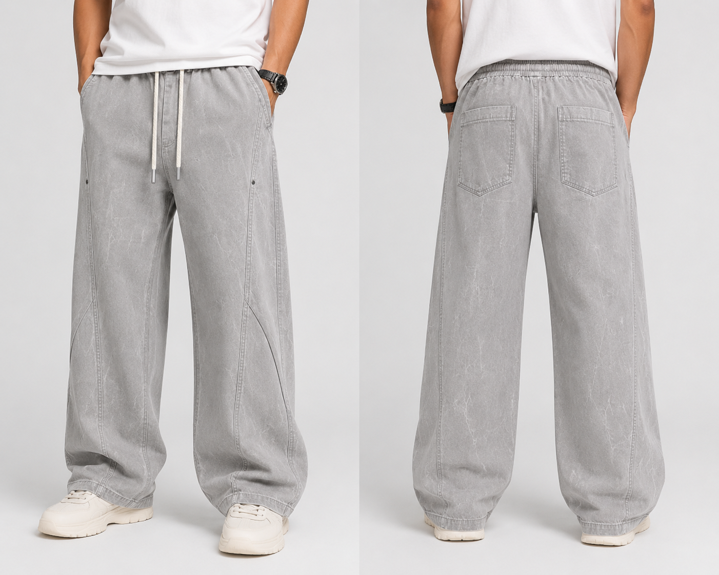 Washed Utility Pants – Light Grey