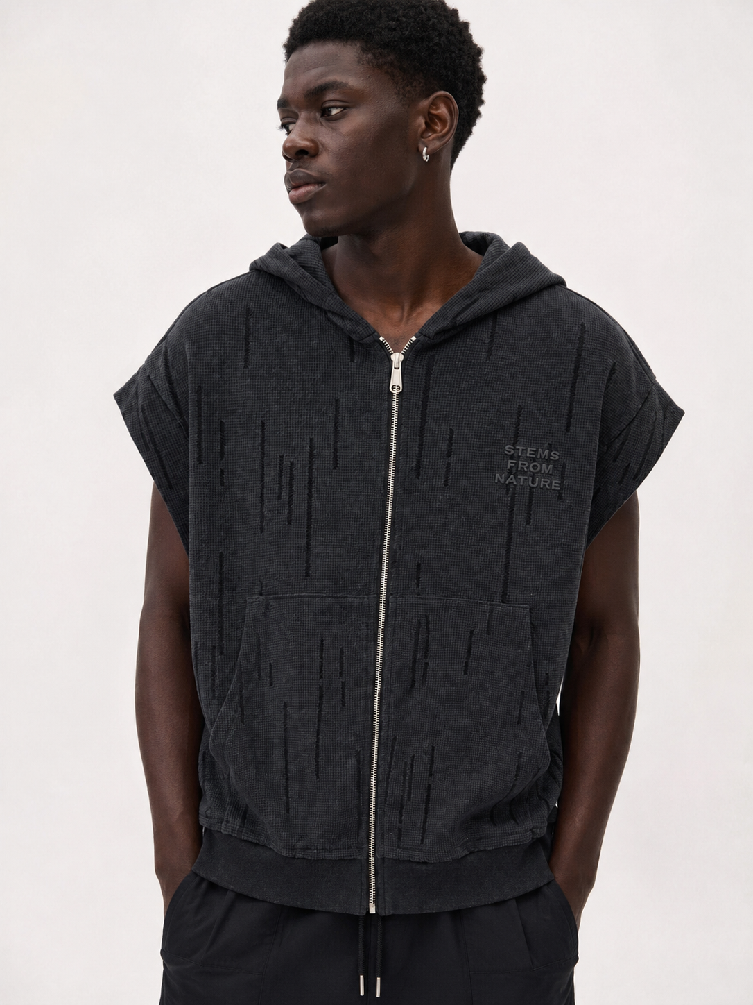 Waffle Knit Hoodie Vest