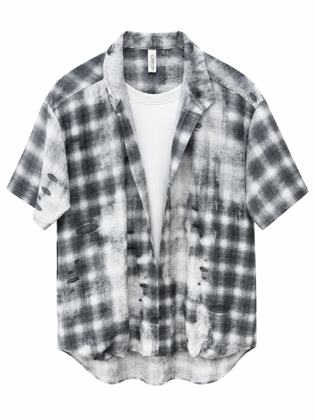 Distressed Plaid Overshirt