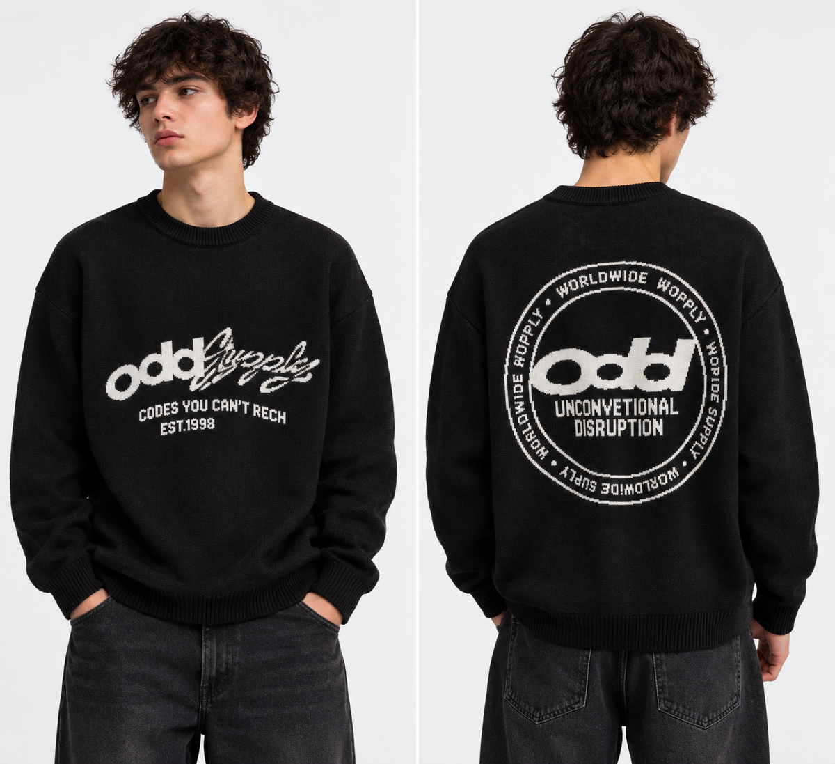 Bershka Black Graphic Knit Sweater
